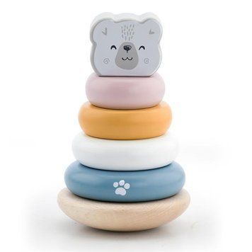 Дерев'яна пірамідка Viga Toys PolarB Білий ведмедик-неваляшка (44005) 44005 фото